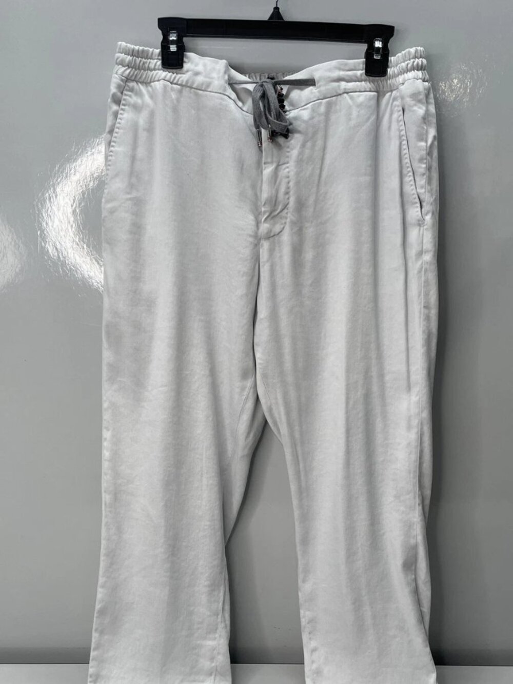 Marco Pescarolo Mens Pants Light Grey Size US 38/IT 54 Stretch Linen Drawstring